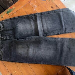 Black Washed Straight-Leg Jeans